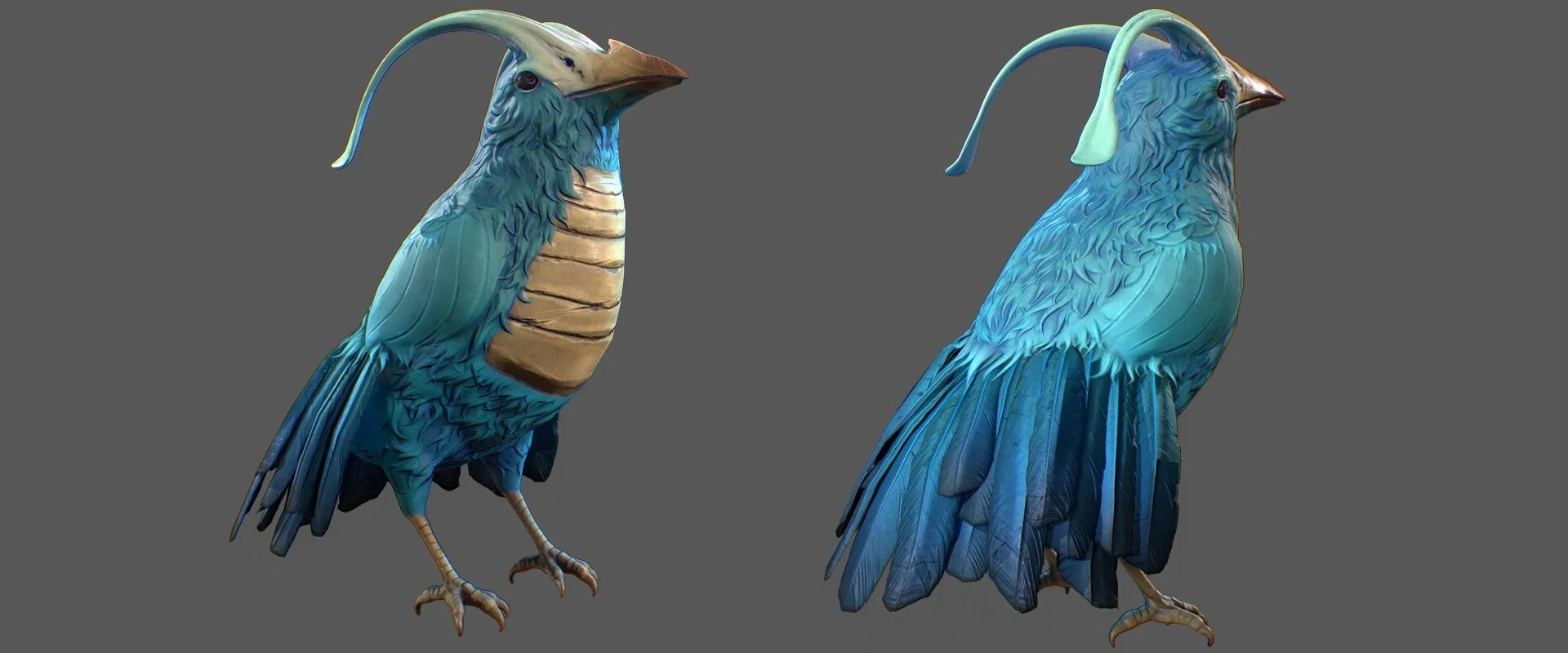 Textured 3D bird sculpt by Najim Filali Saksak